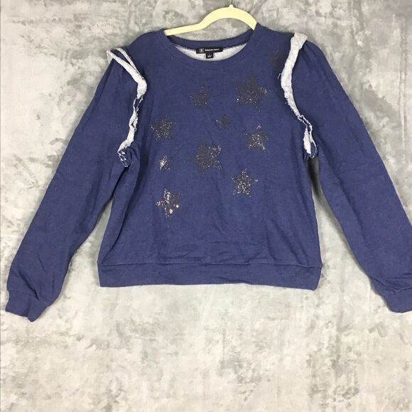 INC International Concepts Women’s Size Large Blue Ruffled Star Sweatshirt NWT - Picture 9 of 15